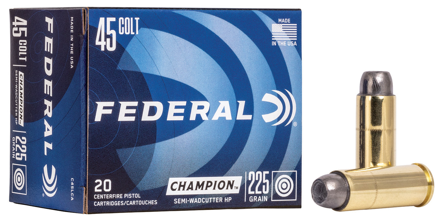 Federal C45LCA Champion Training  45 Colt (LC) 225 gr Semi-Wadcutter Hollow Point (SWCHP) 20 Per Box/25 Cs