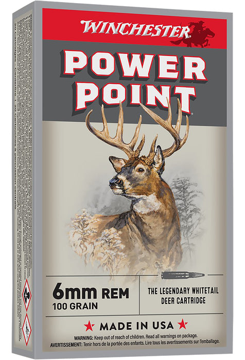 Winchester Ammo X6MMR2 Super X  6mm Rem 100 gr 3100 fps Power-Point (PP) 20 Bx/10 Cs