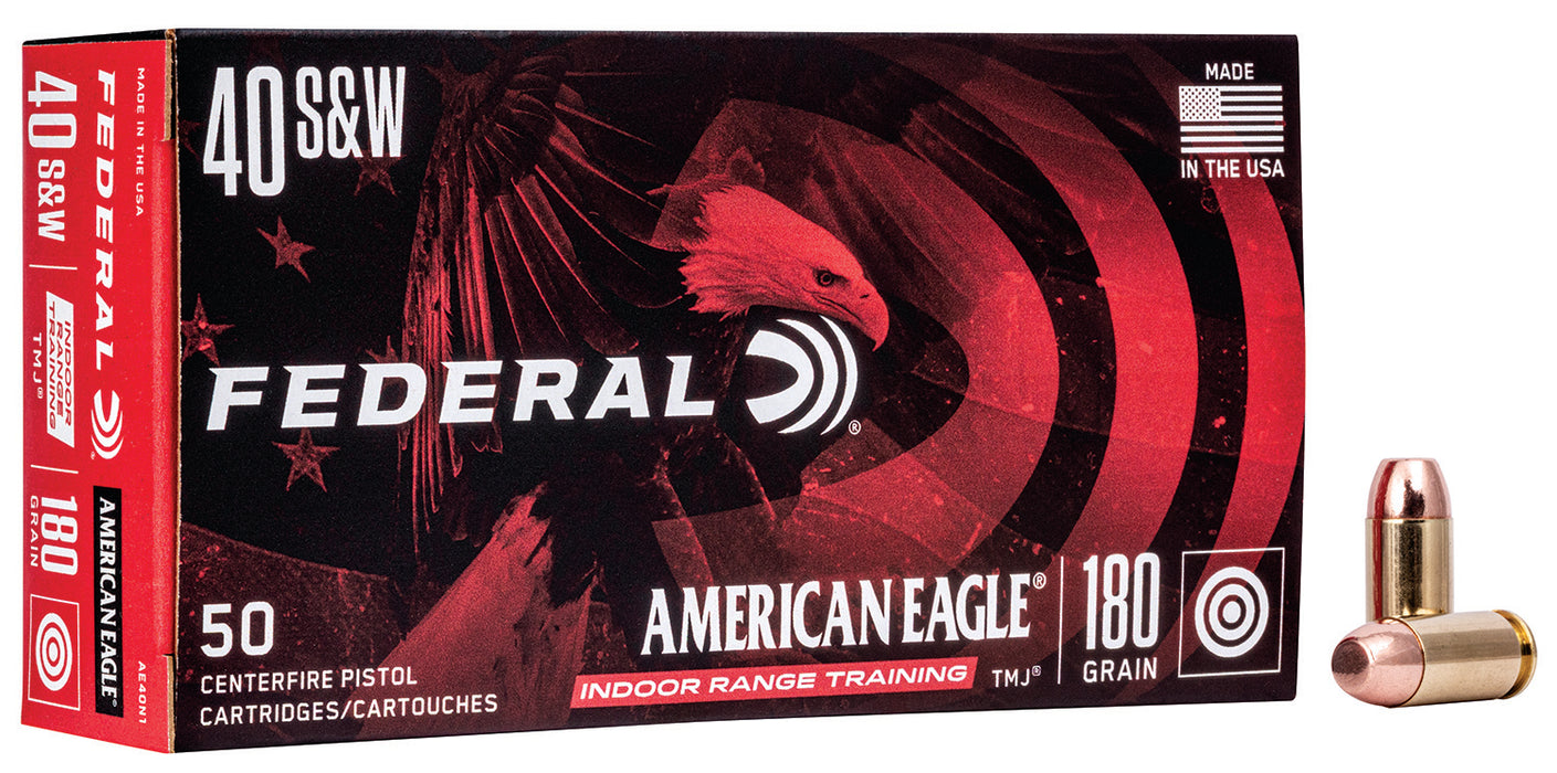 Federal AE40N1 American Eagle IRT  40 S&W 180 gr Total  Metal Jacket (TMJ) 50 Per Box/20 Cs