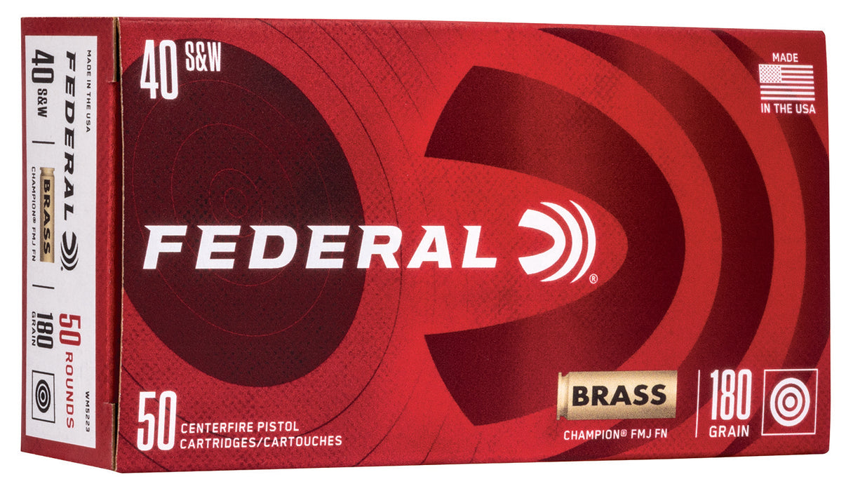 Federal WM5223 Champion Training  40 S&W 180 gr Full Metal Jacket (FMJ) 50 Per Box/20 Cs