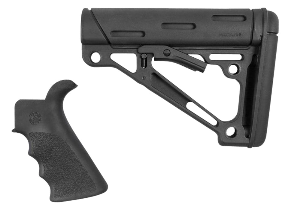 Hogue 15056 OverMolded Combo Kit Collapsible Black OverMolded Rubber Black Synthetic & Black Rubber Grip for AR15, M16 with Mil-Spec Tube (Tube Not Included)