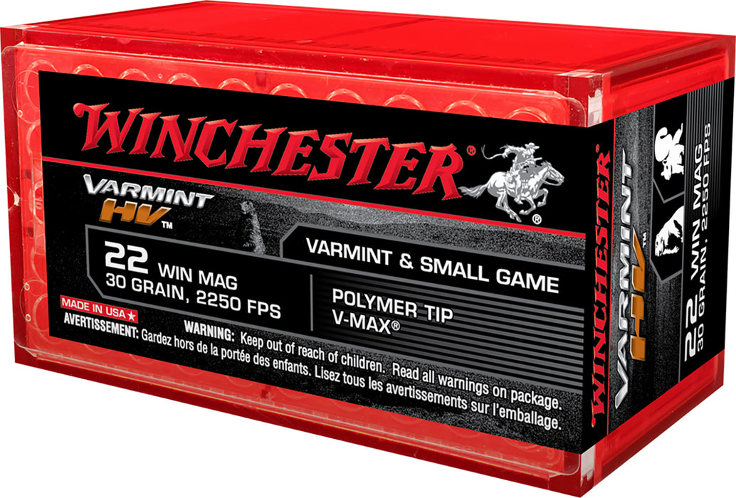 Winchester Ammo S22M2PT Varmint HV  22 WMR 30 gr 2250 fps Hornady V-Max (VMX) 50 Bx/20 Cs