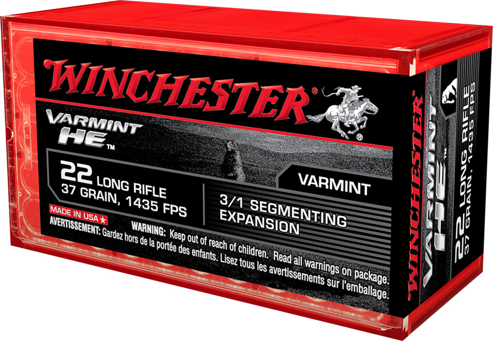 Winchester Ammo S22LRFSP Varmint HE  22 LR 37 gr 3/1 Segmenting Expansion 50 Bx/20 Cs