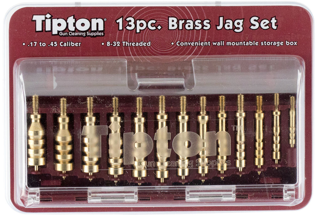 Tipton 749245 Jag Set  Multi-Caliber 8-32/5-40 Thread Brass 13 Pieces Includes Storage Box