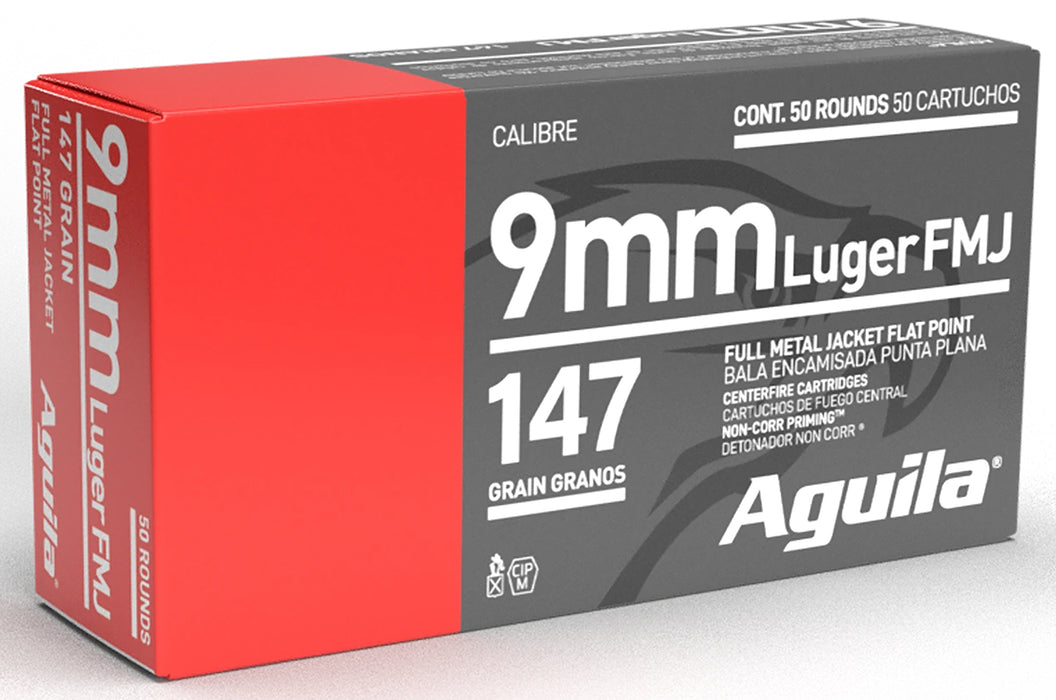 Aguila 1E097719 Target & Range  9mm Luger 147 gr Full Metal Jacket Flat Point (FMJFP) 50 Per Box/20 Cs