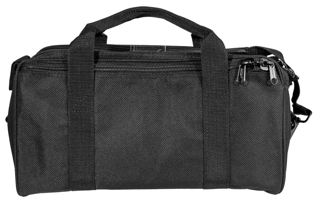 Uncle Mike's 22520 Gun Mate Range Bag made of Nylon with Black Finish, Rollup Flap with Zippers, Lockable Zipper Side Compartments & Removable Pistol Rug Holds up to 2 Handguns