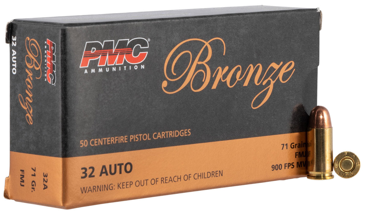 PMC 32A Bronze Target 32 ACP 71 gr Full Metal Jacket (FMJ) 50 Per Box/ 20 Cs