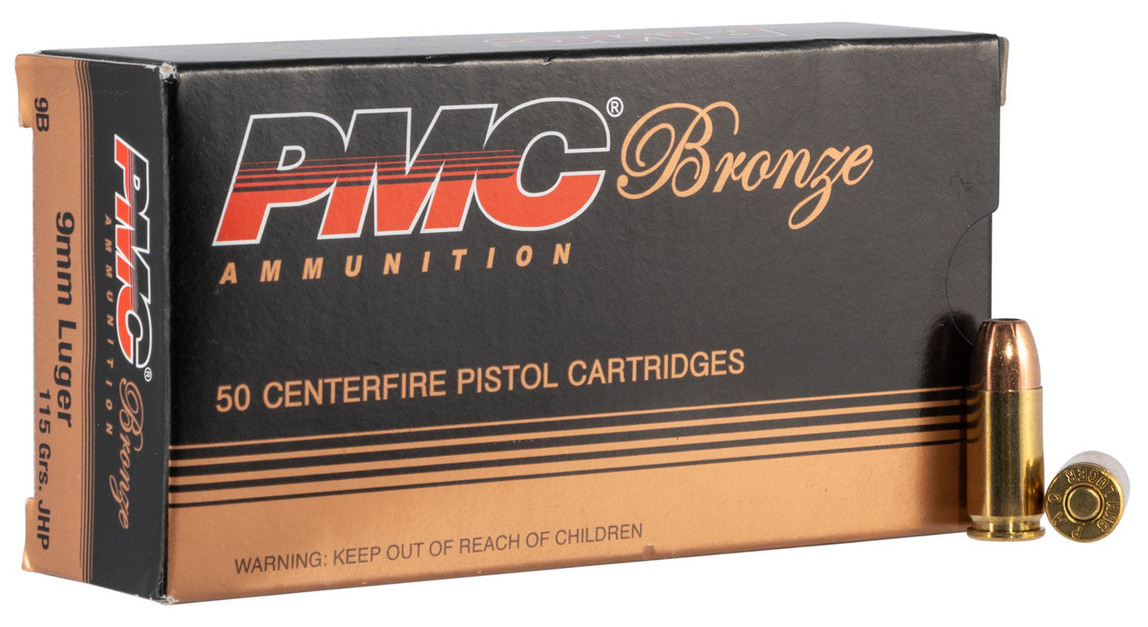 PMC 9B Bronze  9mm Luger 115 gr 1160 fps Jacketed Hollow Point (JHP) 50 Bx/20 Cs