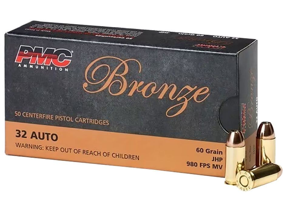 PMC 32B Bronze  32ACP 60gr Jacketed Hollow Point 50 Per Box/20 Case