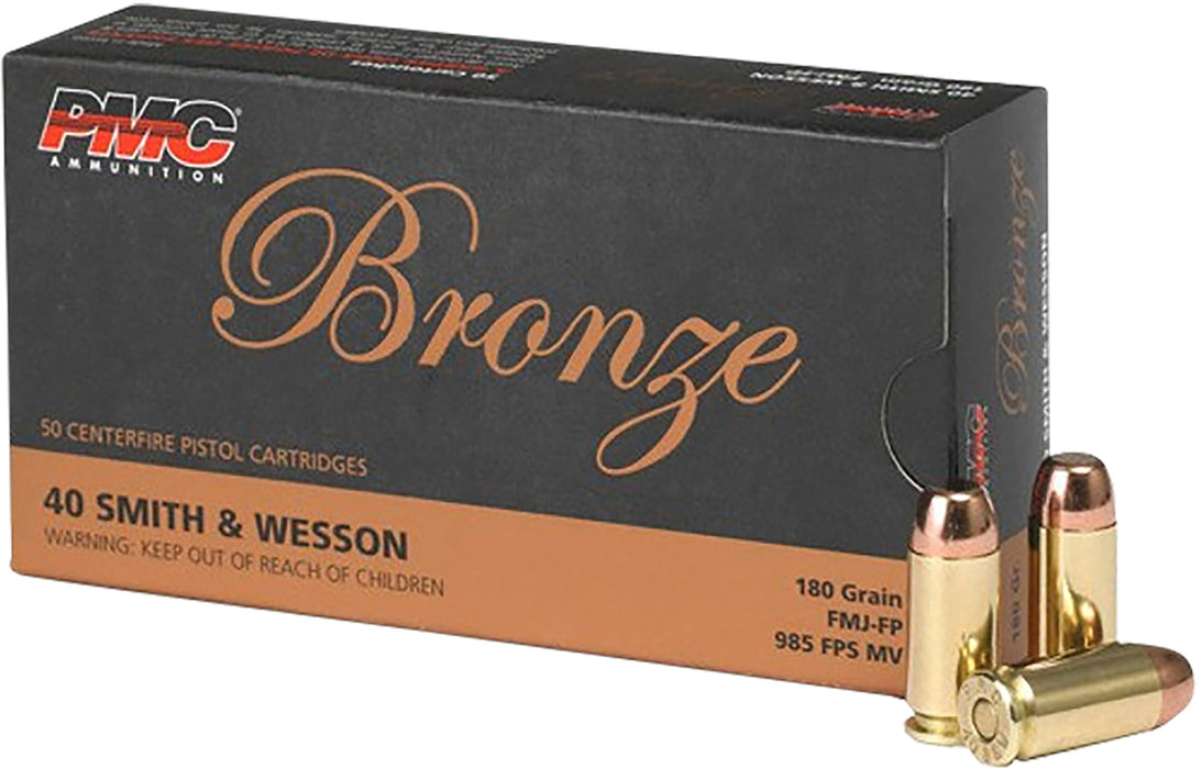 PMC 40E Bronze  40 S&W 180 gr 985 fps Full Metal Jacket Flat Point (FMJFP) 50 Bx/20 Cs