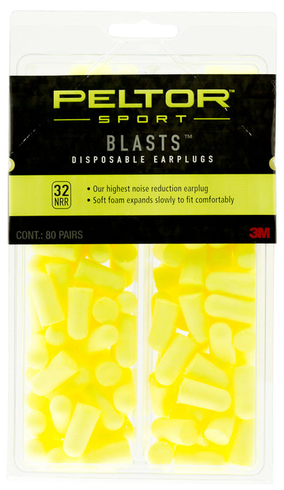 Peltor 97082 Sport Blast Earplugs Foam 32 dB In The Ear Yellow Adult 80 Pair