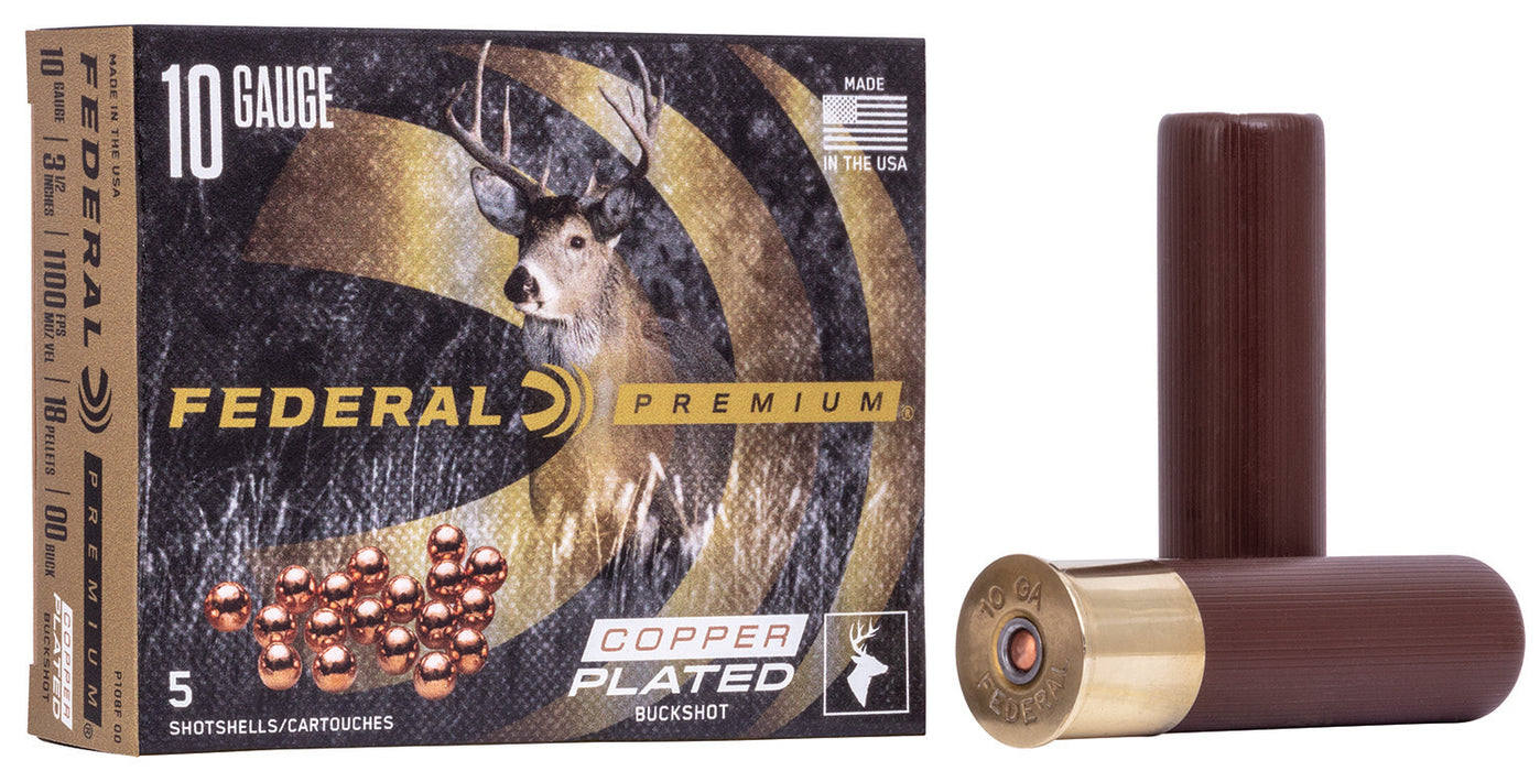 Federal P108F00 Premium Vital-Shok 10 Gauge 3.50" 2 1/4 oz 1100 fps 00 Buck Shot 5 Bx/50 Cs