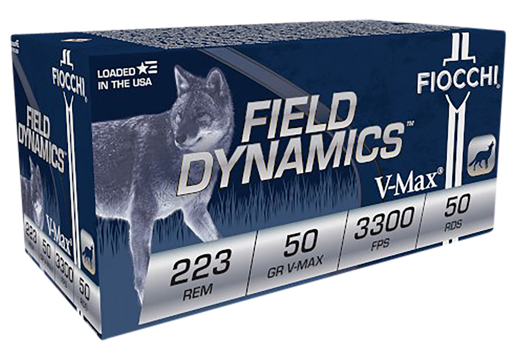 Fiocchi 223HVA50 Field Dynamics  223 Rem 50 gr 3300 fps Hornady V-Max (VMX) 50 Bx/20 Cs