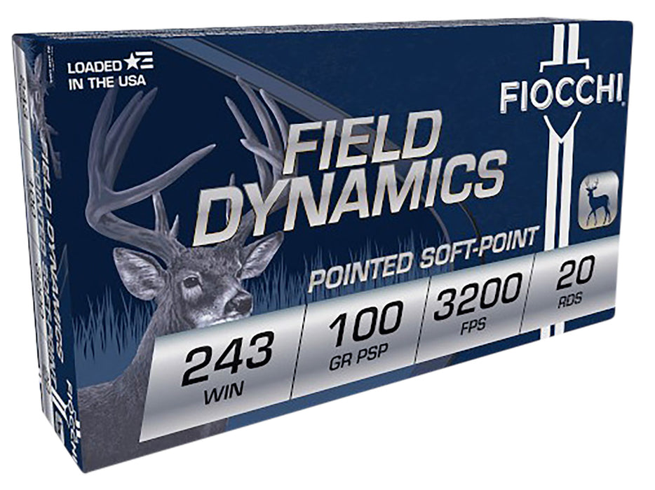 Fiocchi 243SPD Field Dynamics  243 Win 100 gr 3050 fps Pointed Soft Point (PSP) 20 Bx/10 Cs