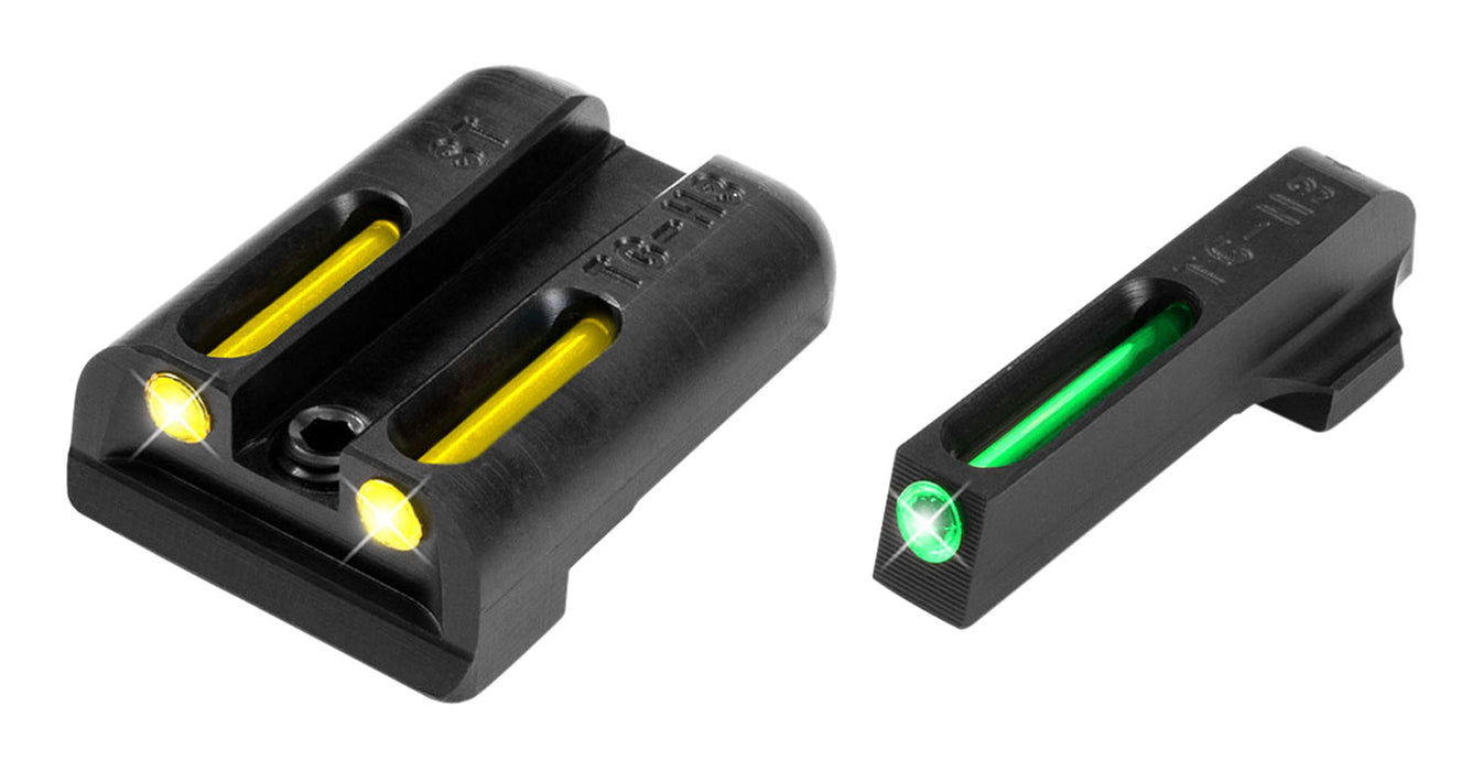 TruGlo TG131ST2Y TFO  Black | Green Tritium & Fiber Optic Front Sight Yellow Tritium & Fiber Optic Rear Sight