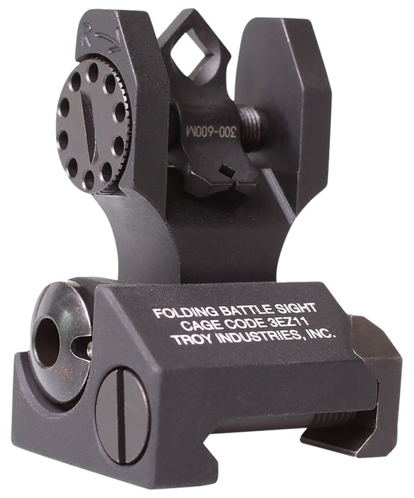 Troy Ind SSIGDOARFBT00 Rear Folding BatteleSight Dioptic  Black Hardcoat Anodized for AR-15