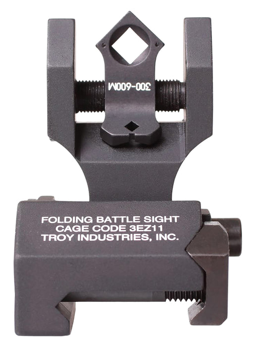 Troy Ind SSIGFBSTTBT00 Tritium Rear Folding BattleSight Round  Black Hardcoat Anodized Folding for AR-15