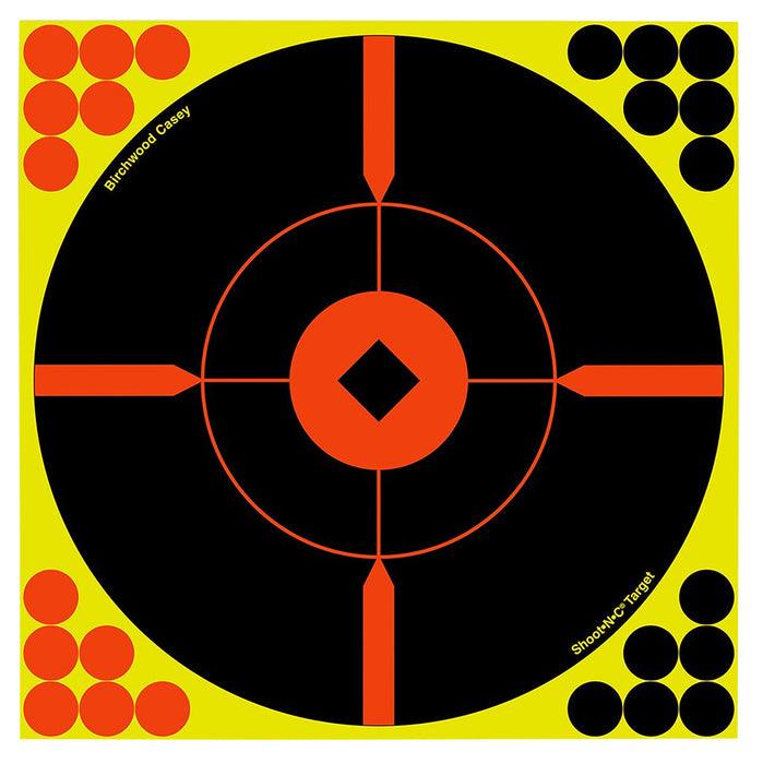 Birchwood Casey 34850 Shoot-N-C Reactive Target Self-Adhesive Paper Air Rifle/Centerfire Rifle/Rimfire Rifle Black/Yellow 8" Bullseye BMW Includes Pasters 50 Per Pkg