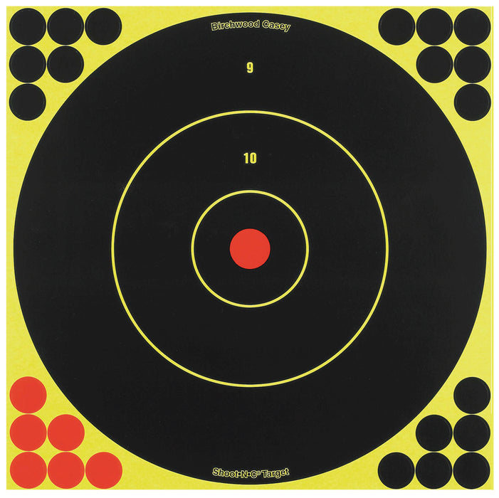 Birchwood Casey 34012 Shoot-N-C Reactive Target Self-Adhesive Paper Air Rifle/Centerfire Rifle/Rimfire Rifle Black/Yellow 200+ yds Bullseye Includes Pasters 5 Pack