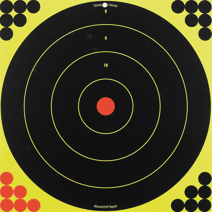 Birchwood Casey 34185 Shoot-N-C Reactive Target Self-Adhesive Paper Black/Yellow/Red 17.25" Bullseye 5 Pack