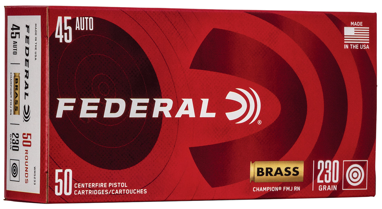 Federal WM5233 Champion Training  45 ACP 230 gr Full Metal Jacket (FMJ) 50 Per Box/20 Cs