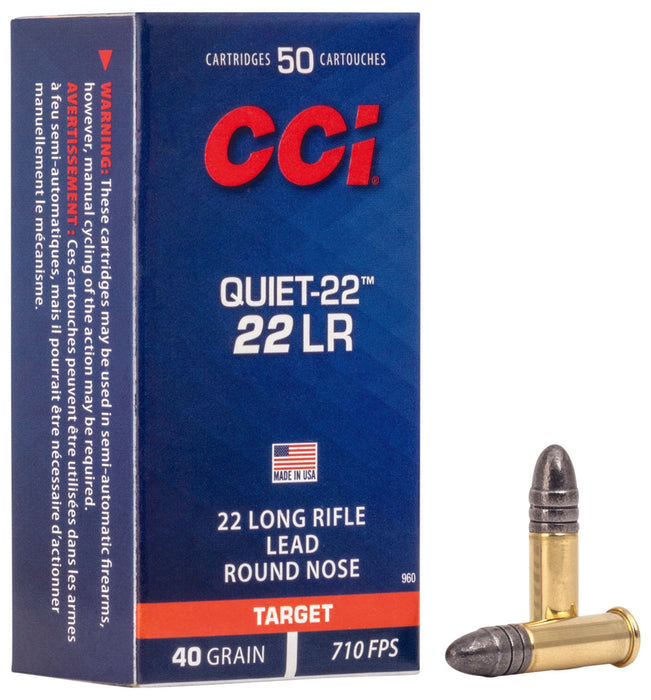 CCI 960 Quite-22  22 LR 40 gr 710 fps Lead Round Nose (LRN) 50 Bx/100 Cs