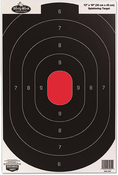 Birchwood Casey 35608 Dirty Bird  Silhouette Tagboard Hanging Pistol 12" x 18" Black/White Impact Splatter 8 Per Pkg