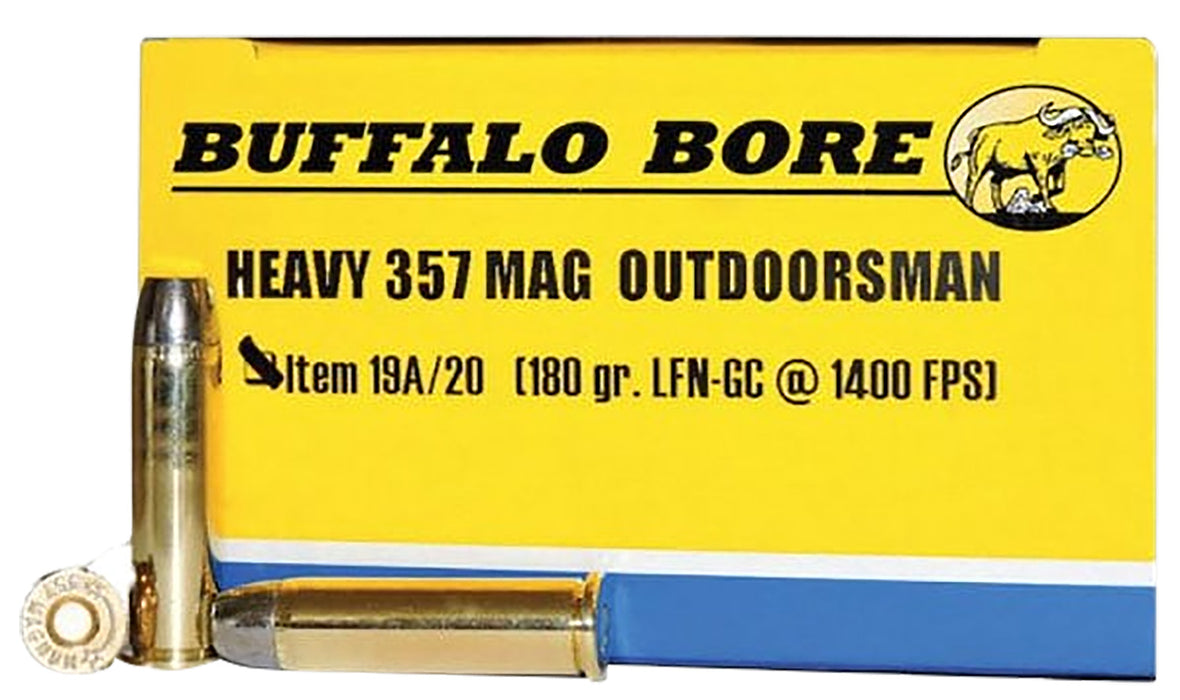 Buffalo Bore Ammunition 19A20 Outdoorsman  357 Mag 180 gr Hard Cast Flat Nose (HCFN) 20 Per Box/12 Cs