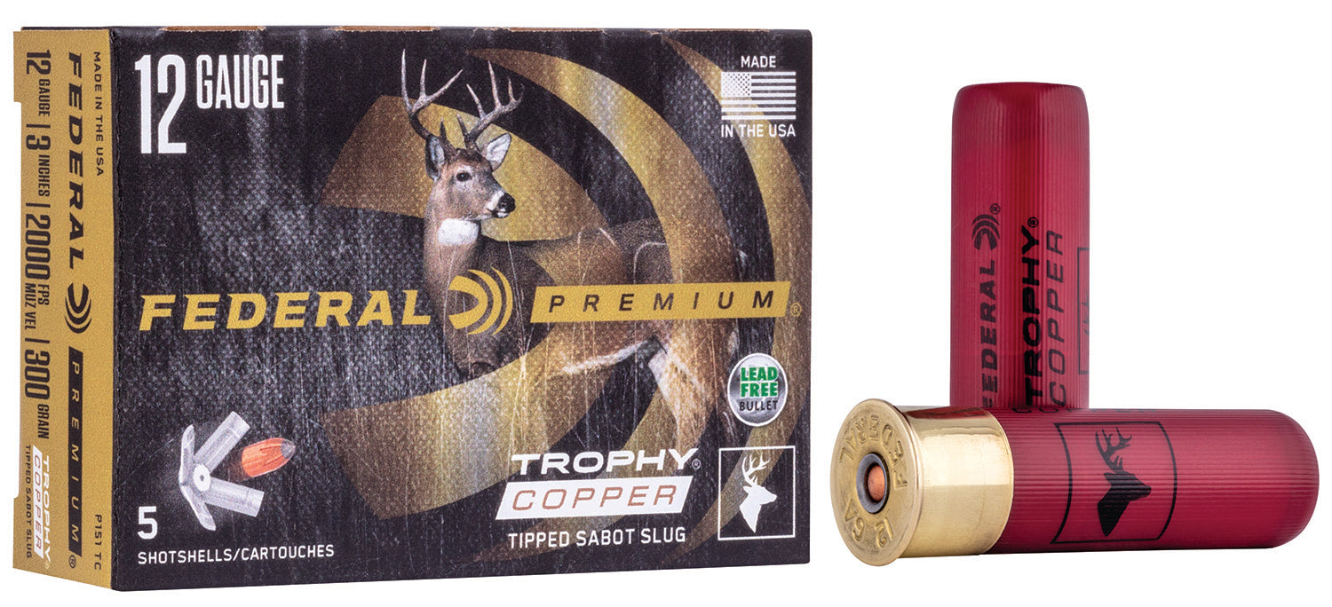 Federal P151TC Premium Vital-Shok Trophy Copper 12 Gauge 3" 2/3 oz/300 gr 2000 fps Sabot Slug Shot 5 Bx/50 Cs