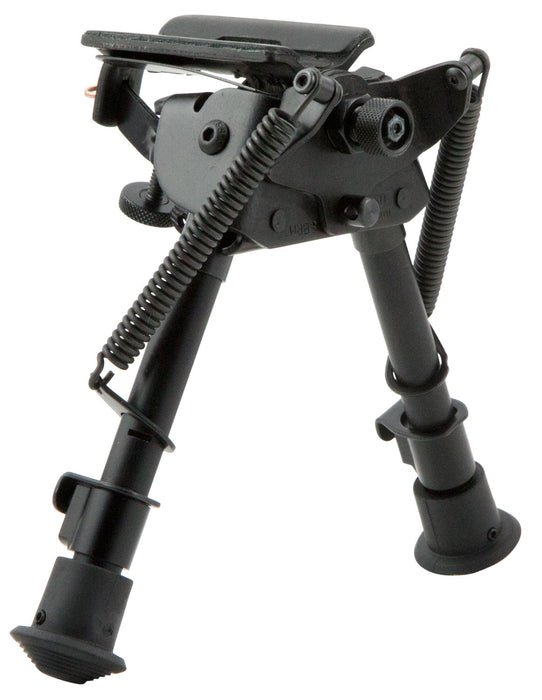 Harris Bipods BRMS Swivel BR Swivel Stud, 6-9", Black Steel/Aluminum, Notched Legs, Rubber Feet