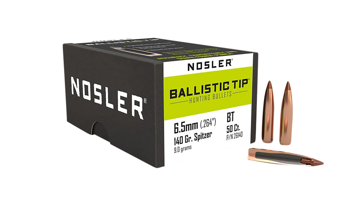 Nosler 26140 Ballistic Tip  6.5 Creedmoor .264 140 gr Spitzer Point/ 50 Per Box