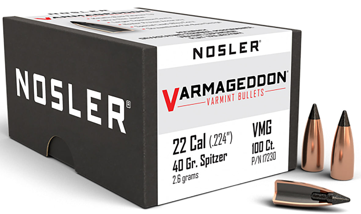 Nosler 17230 Varmageddon  22 Cal .224 40 gr Flat Base Tipped/ 100 Per Box