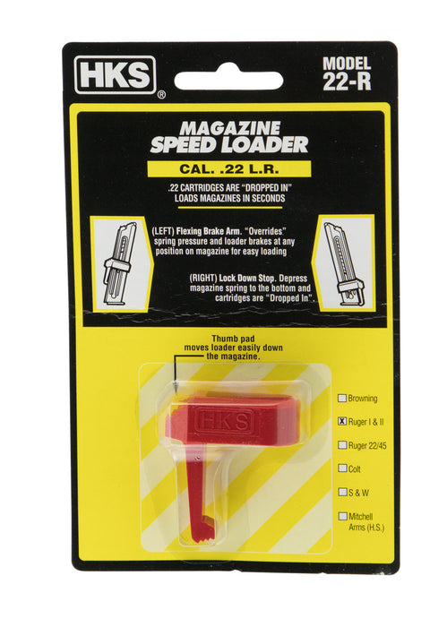 HKS 22R Speed Mag Loader Made of Plastic with Red Finish for 22 LR Ruger Mark I, Mark II