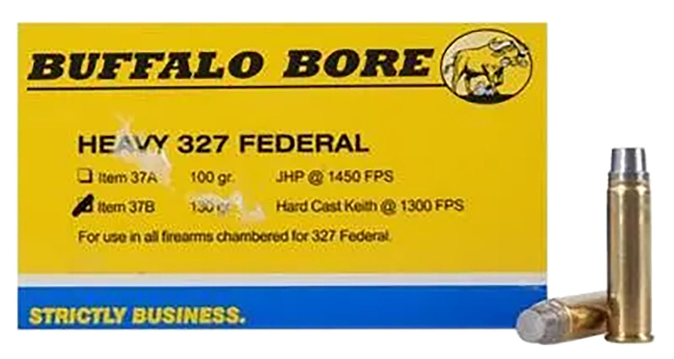 Buffalo Bore Ammunition 37B20 Heavy Outdoorsman 327 Federal Mag 130 gr 1300 fps Hard Cast (HC) 20 Bx/12 Cs