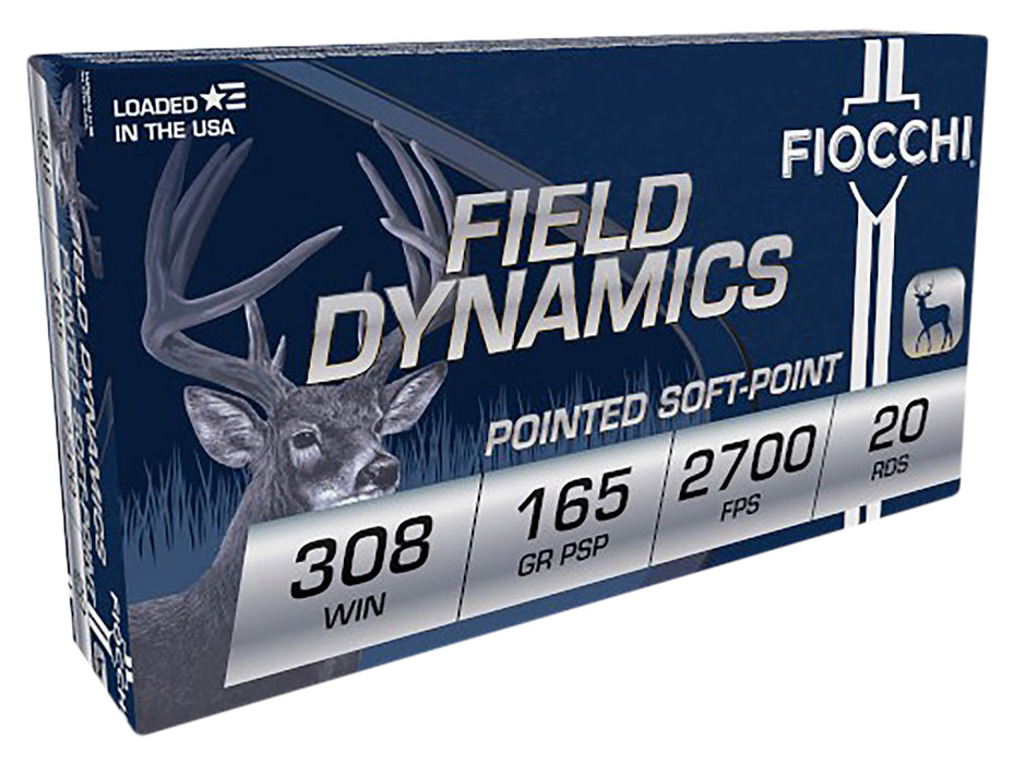 Fiocchi 308D Field Dynamics  308 Win 165 gr 2800 fps Pointed Soft Point (PSP) 20 Bx/10 Cs