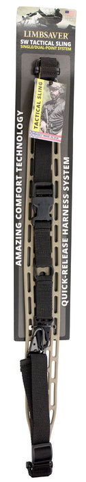 Limbsaver 12140 Tactical Sling made of Tan with Black Strap Nylon, 48" OAL, 1" W & Adjustable One-Two Point Design for Rifle/Shotgun