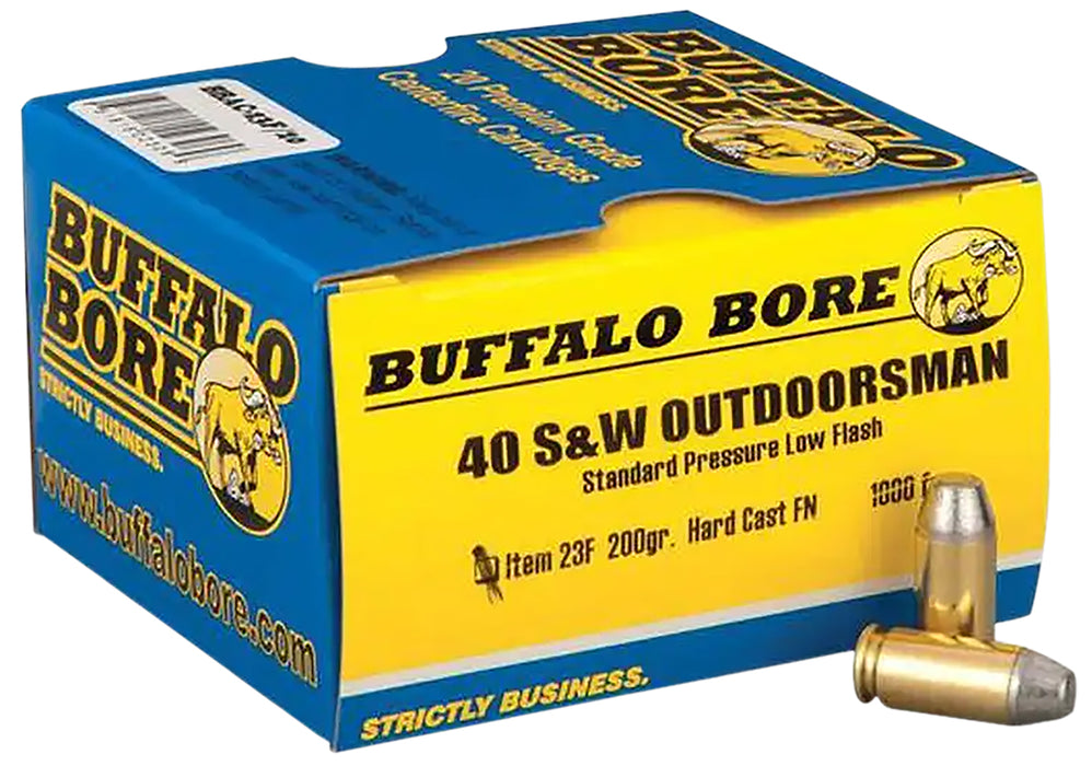 Buffalo Bore Ammunition 23F20 Outdoorsman Low Recoil 40 S&W 200 gr Hard Cast Flat Nose (HCFN) 20 Per Box/12 Cs