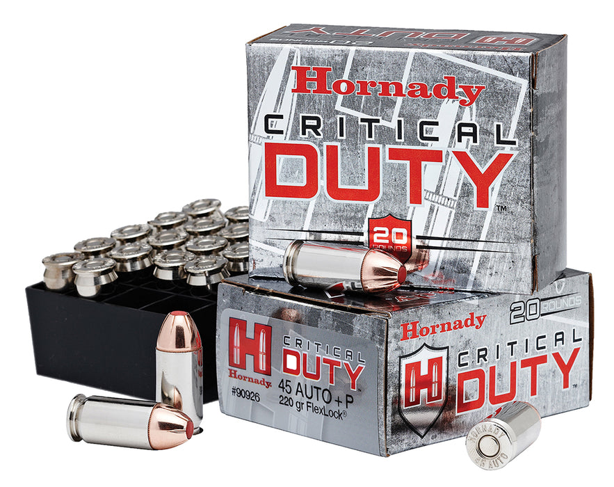 Hornady 90926 Critical Duty  45 ACP +P 220 gr 975 fps Hornady FlexLock (FL) 20 Bx/10 Cs