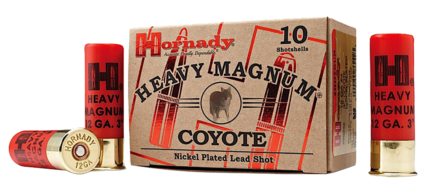 Hornady 86224 Heavy Magnum Coyote 12 Gauge 3" 1 1/2 oz 1300 fps Nickel-Plated 00 Buck Shot 10 Bx/10 Cs