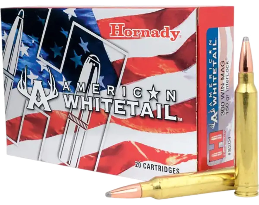 Hornady 8204 American Whitetail  300 Win Mag 150 gr 3275 fps InterLock Spire Point 20 Bx/10 Cs