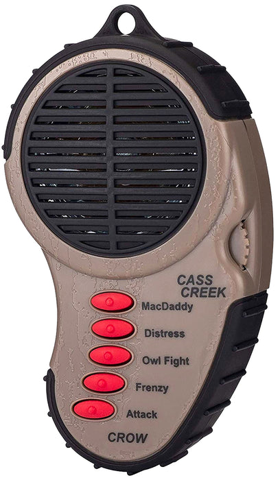 Cass Creek 065 Ergo Electronic  Crow Call, 5 Authentic Calls, Bark Camouflage Finish, Includes Belt Clip
