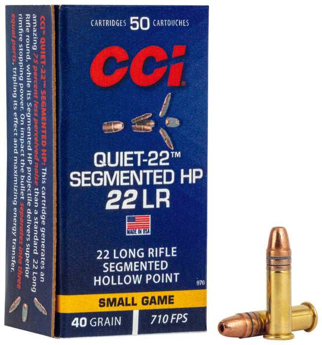 CCI 970 Quite-22  22 LR 40 gr 710 fps Segmented Hollow Point 50 Bx/100 Cs