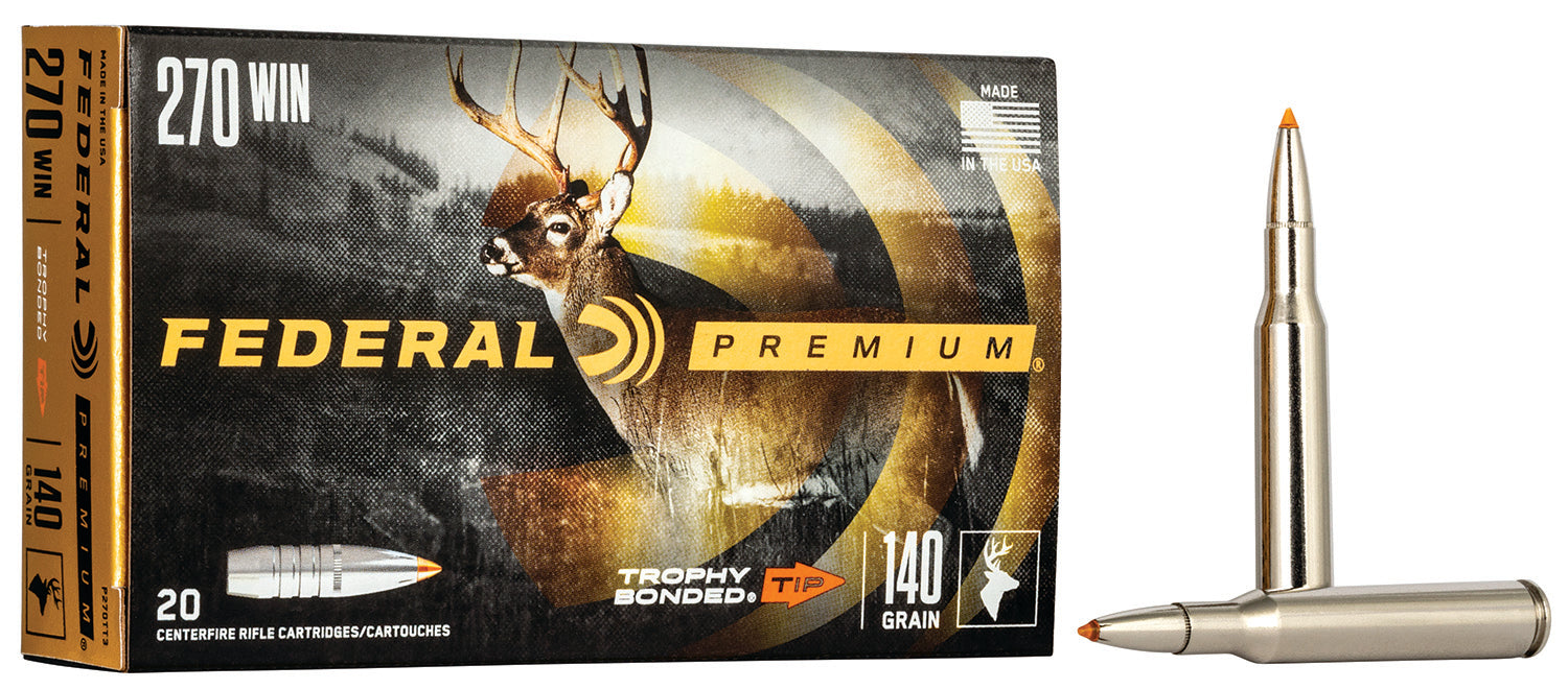 Federal P270TT3 Premium  270 Win 140 gr 2950 fps Trophy Bonded Tip 20 Bx/10 Cs