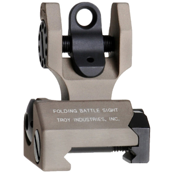 Troy Ind SSIGFBSROFT00 Rear Folding BattleSight Round  Flat Dark Earth Folding for AR-15