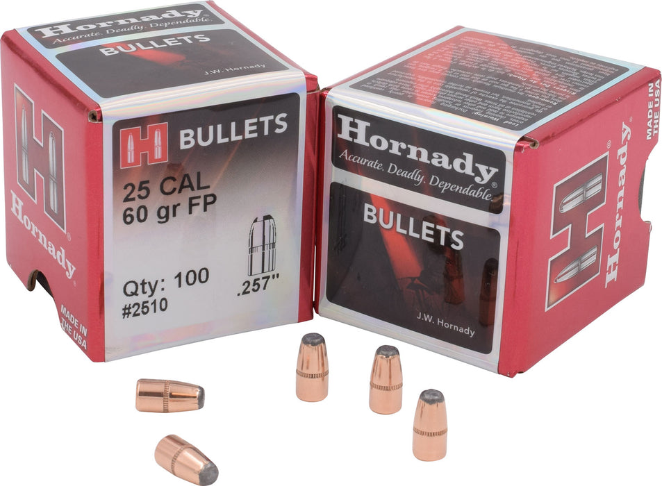 Hornady 2510 Traditional Varmint 25 Cal .257 60 gr Flat Point 100 Per Box/ 40 Case