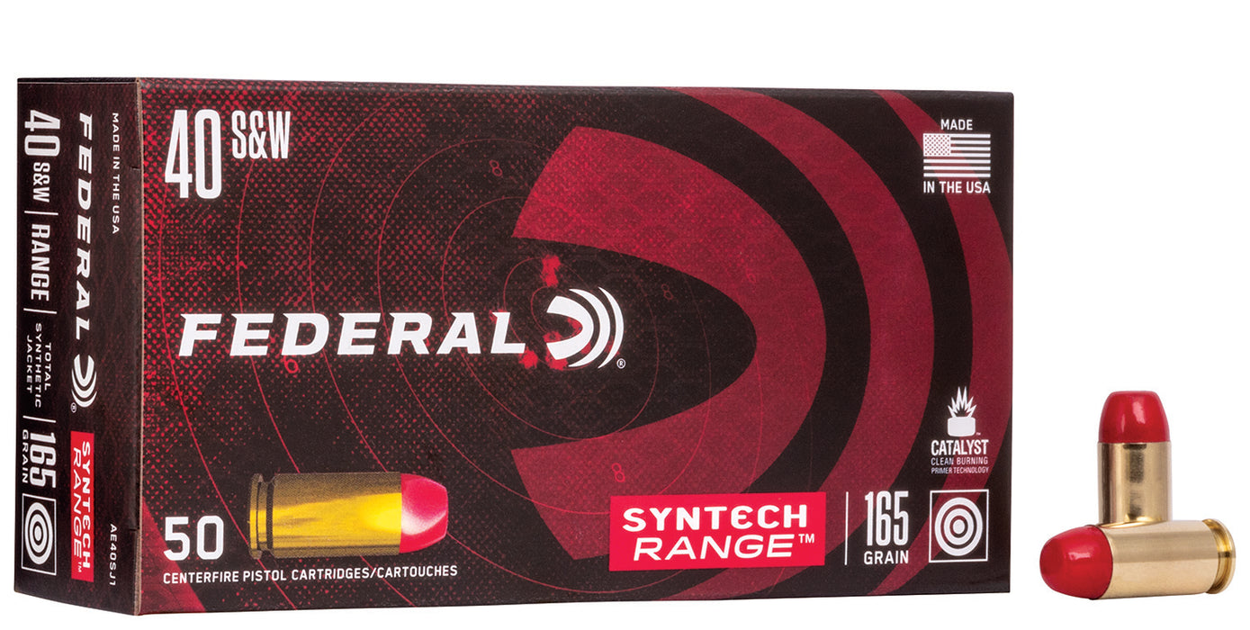 Federal AE40SJ1 American Eagle Syntech Range  40 S&W 165 gr Total Syntech Jacket Flat Nose (TSF) 50 Per Box/10 Cs