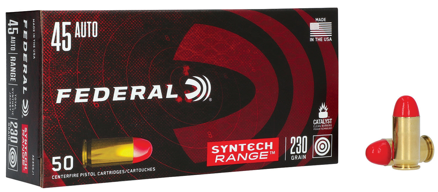 Federal AE45SJ1 American Eagle Syntech Range  45 ACP 230 gr Total Syntech Jacket Round Nose (TSR) 50 Per Box/10 Cs