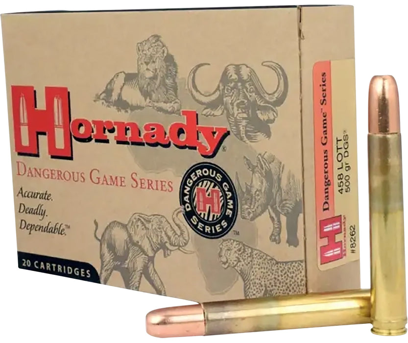 Hornady 8262 Dangerous Game  458 Lott 500 gr 2300 fps Dangerous Game Solid (DGS) 20 Bx/6 Cs