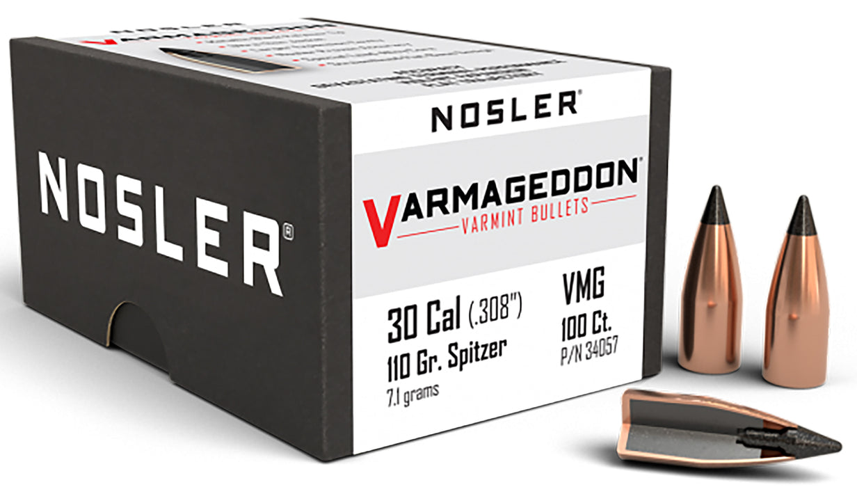 Nosler 34057 Varmageddon  30 Cal .308 110 gr Flat Base Tipped/ 100 Per Box