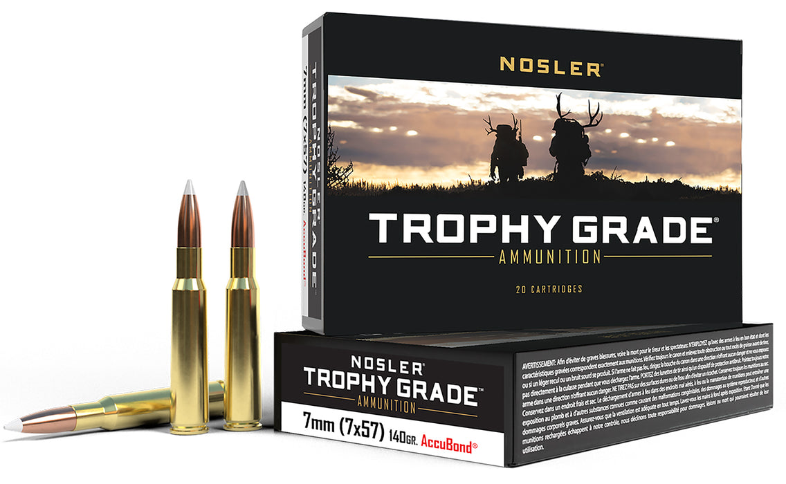 Nosler 47118 Trophy Grade  7x57mm Mauser 140 gr 2700 fps Nosler AccuBond 20 Bx/10 Cs